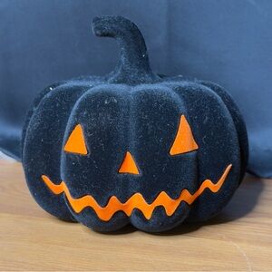 Joann Flocked Black Orange Pumpkin Decor Jack O Lantern Halloween Decoration